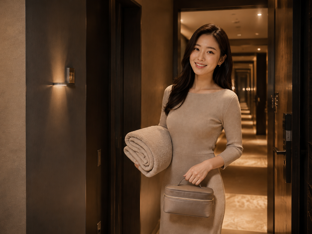 구리 방문 홈케어 일정을 준비하는 젊은 성인 한국 여성 관리사